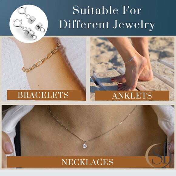 Magnetic Necklace Clasp Set Silver | 2 Pack | Easy On Off | Boutique New - Picture 11 of 13